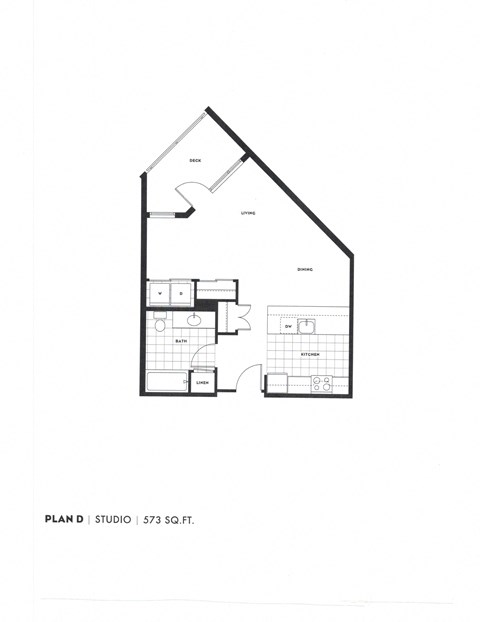 Floor plan for studio, 1 bath, 573 sqft
